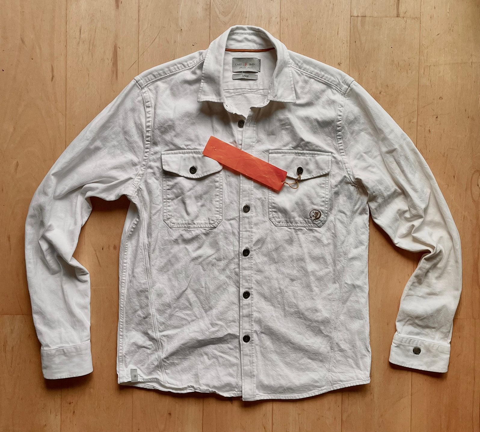 Cast Iron denim spijker jas / zeer dik overhemd shirt L wit, Kleding | Heren, Ophalen of Verzenden, Maat 52/54 (L), Wit