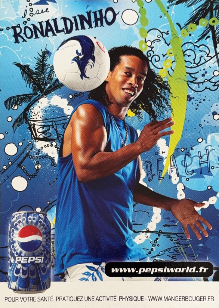Spelerskaart Ronaldinho - Pepsi Cola reclame, Verzamelen, Verzenden, Zo goed als nieuw, Buitenlandse clubs, Spelerskaart