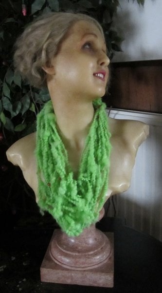 Alpaca wol 'art yarn' halswarmer, col met kralen SJ10, Kleding | Dames, Verzenden, Zo goed als nieuw, Maat 46/48 (XL) of groter