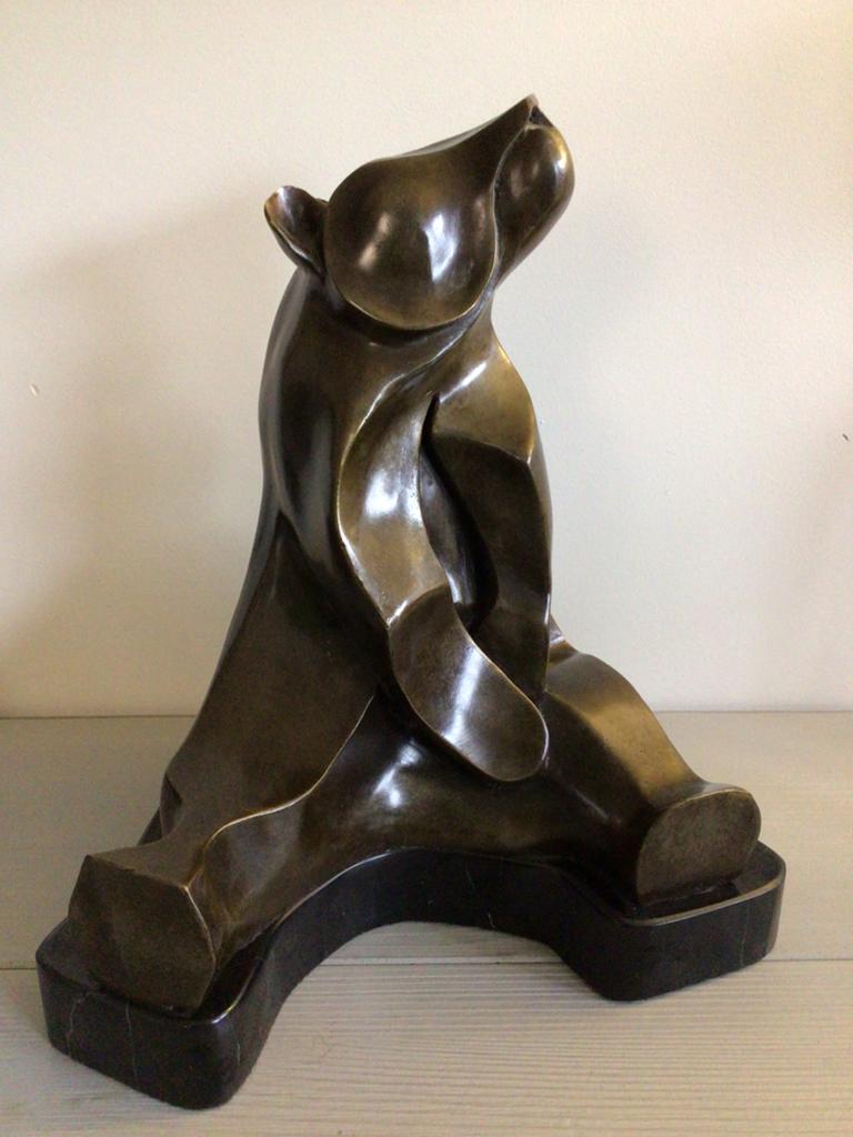 Fraai bronzen beeld beer art deco brons gesigneerd kunst, Ophalen of Verzenden
