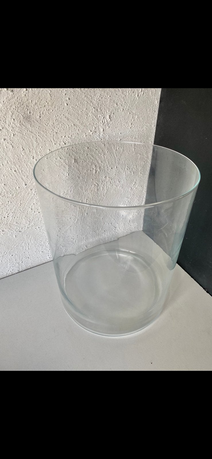 zeer grote GLAZEN ‘HAKBIJL GLASS’ VAAS / POT, Ophalen, Transparant, 30 cm, Glas