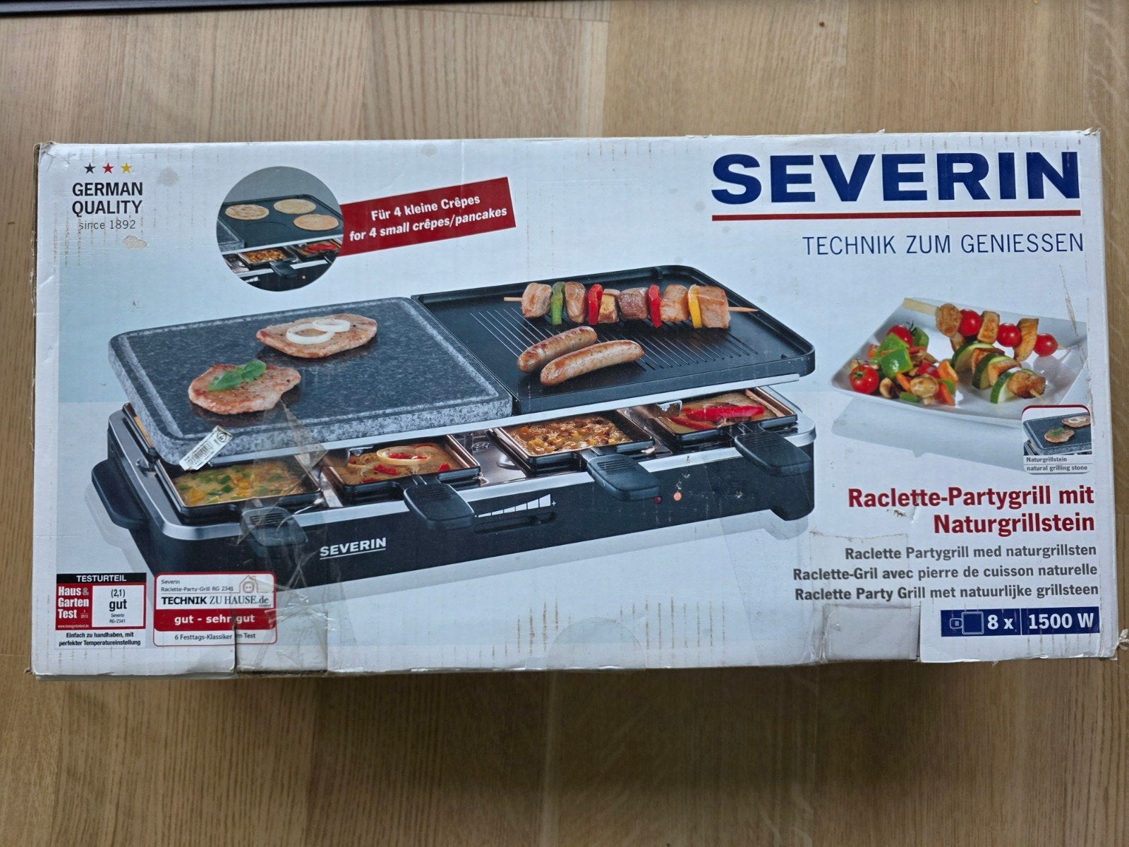 Severin Raclette-Partygrill met natuurgrillsteen, Ophalen of Verzenden, Zo goed als nieuw, 8 personen of meer