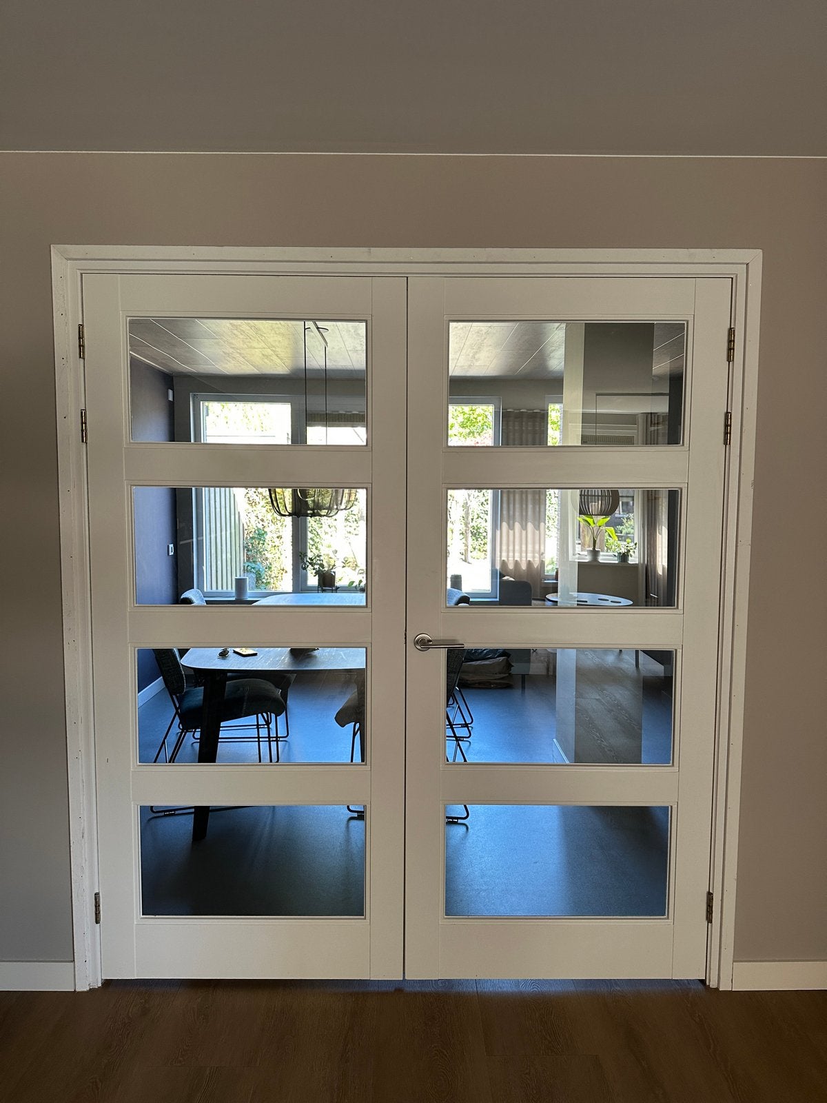 Set van 2 ensuite deuren met blank glas, Gebruikt, Binnendeur, 200 tot 215 cm, Hout
