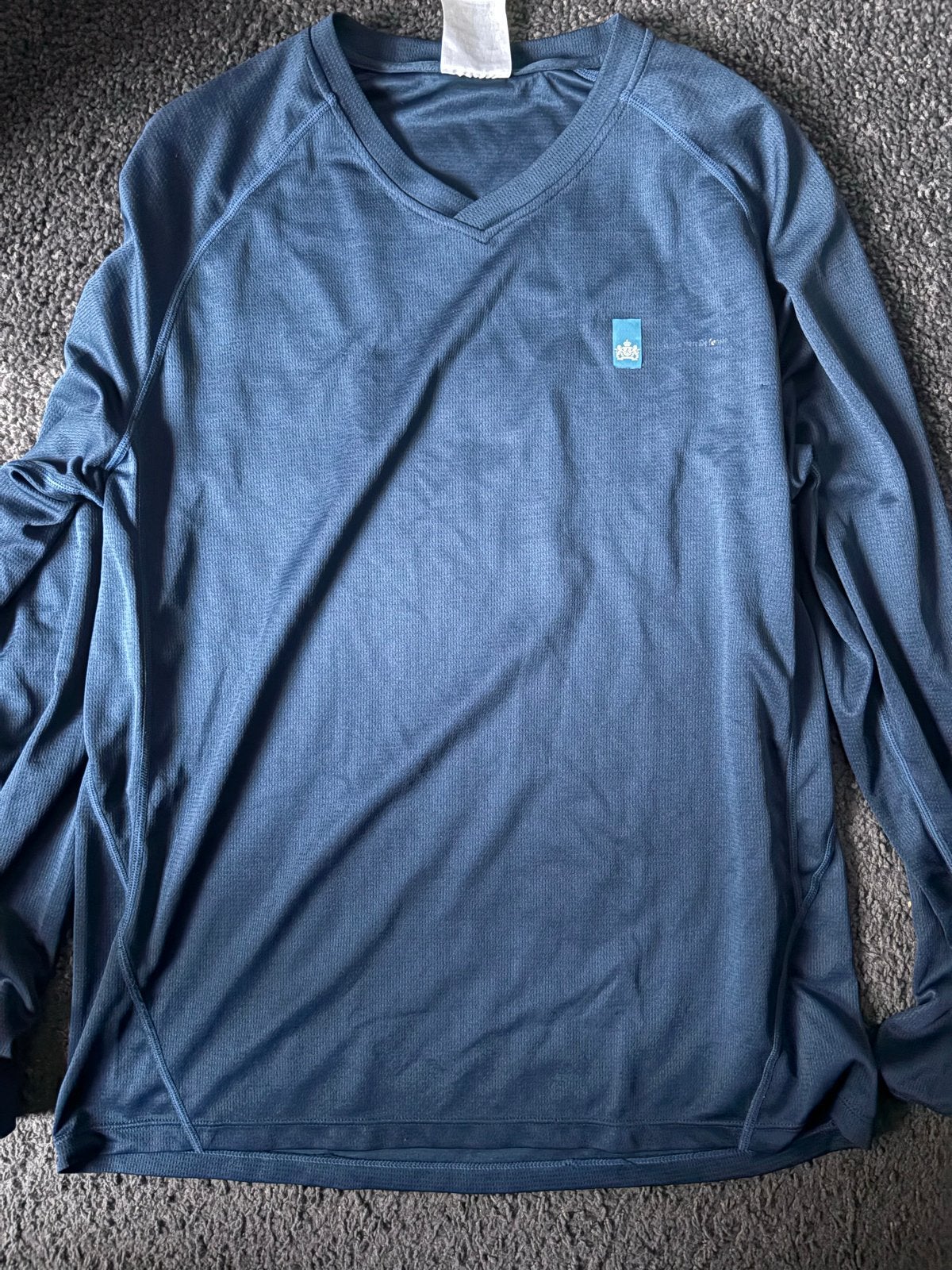 Blauw sportshirt lange mouwen defensie, Maat 38/40 (M), Blauw, Ophalen of Verzenden, Fitness of Aerobics