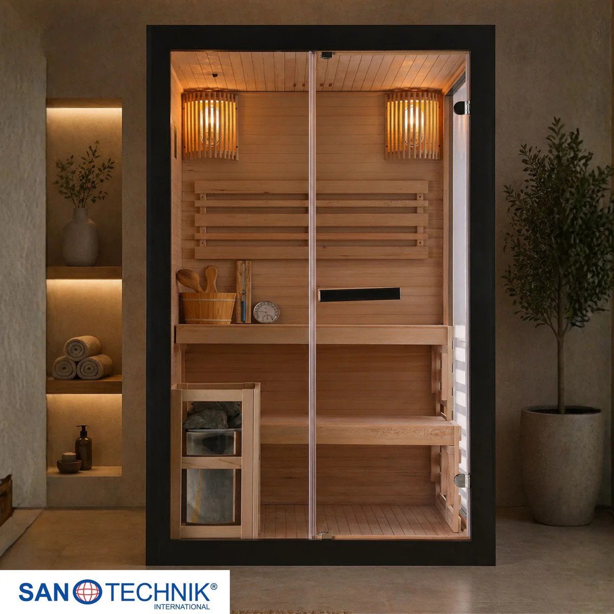 Luxe Zwarte Finse Sauna | 2 Pers. | Harvia | Gratis Levering, Sport en Fitness, Sauna, Ophalen of Verzenden, Nieuw, Fins of Traditioneel
