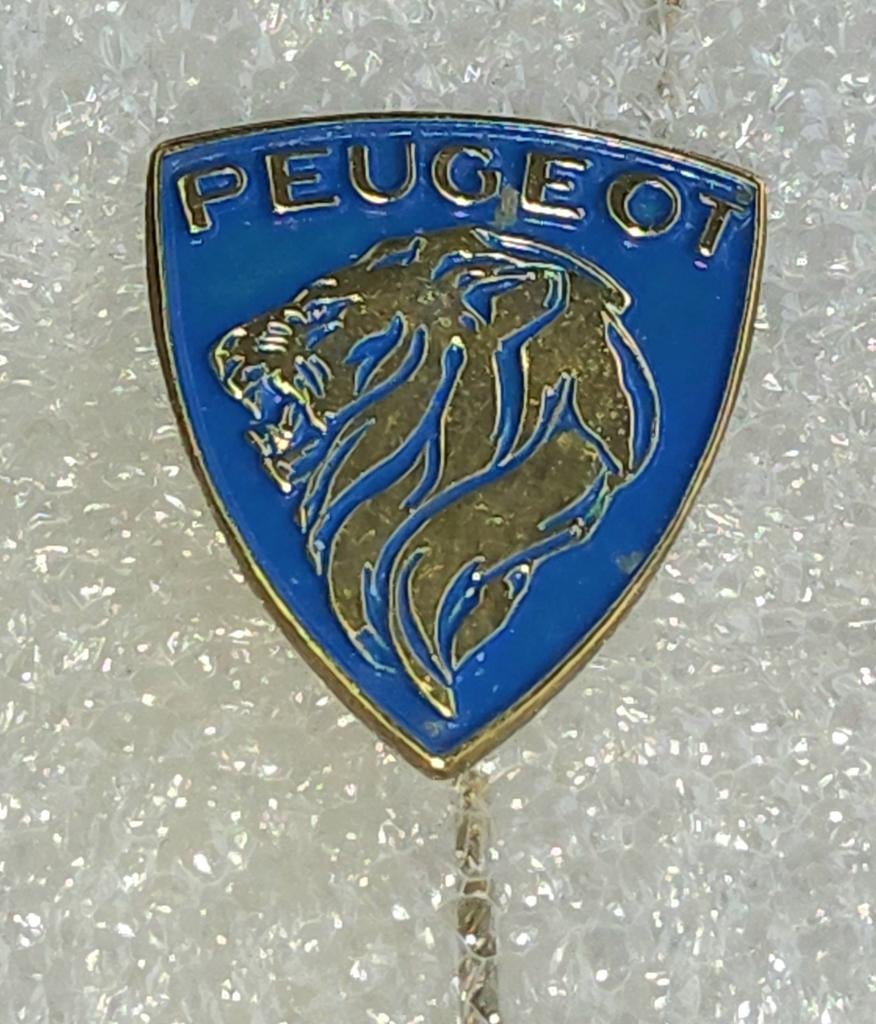Vintage Peugeot Speldje - Blauw met Gouden Leeuw, Ophalen of Verzenden, Gebruikt, Merk, Speldje of Pin