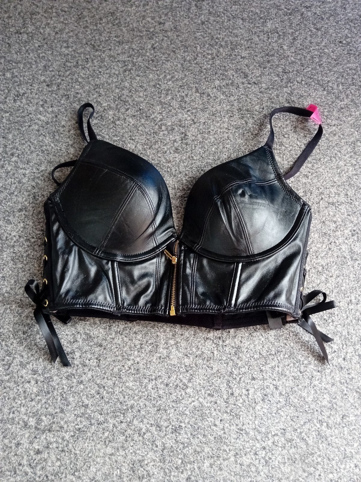Zwarte Leren Look Bustier BH - Maat 70C, Hunkemöller, Ophalen, Zwart, BH