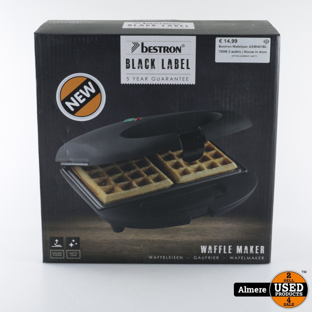Bestron Wafelijzer ASW401BL 700W 2 wafels | Nieuw in doos, Flex Ltd., Gebruikt, https://flex.com/contact-us, Nobelstraat 10, 5807 GA Oostrum LB, Limburg, Nederland