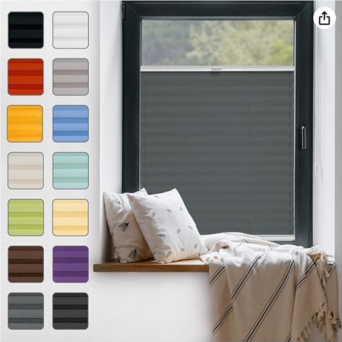 Plisart Rolgordijn grafiet LxB 220 x 70 cm, 200 cm of meer, Nieuw, Grijs, 50 tot 100 cm