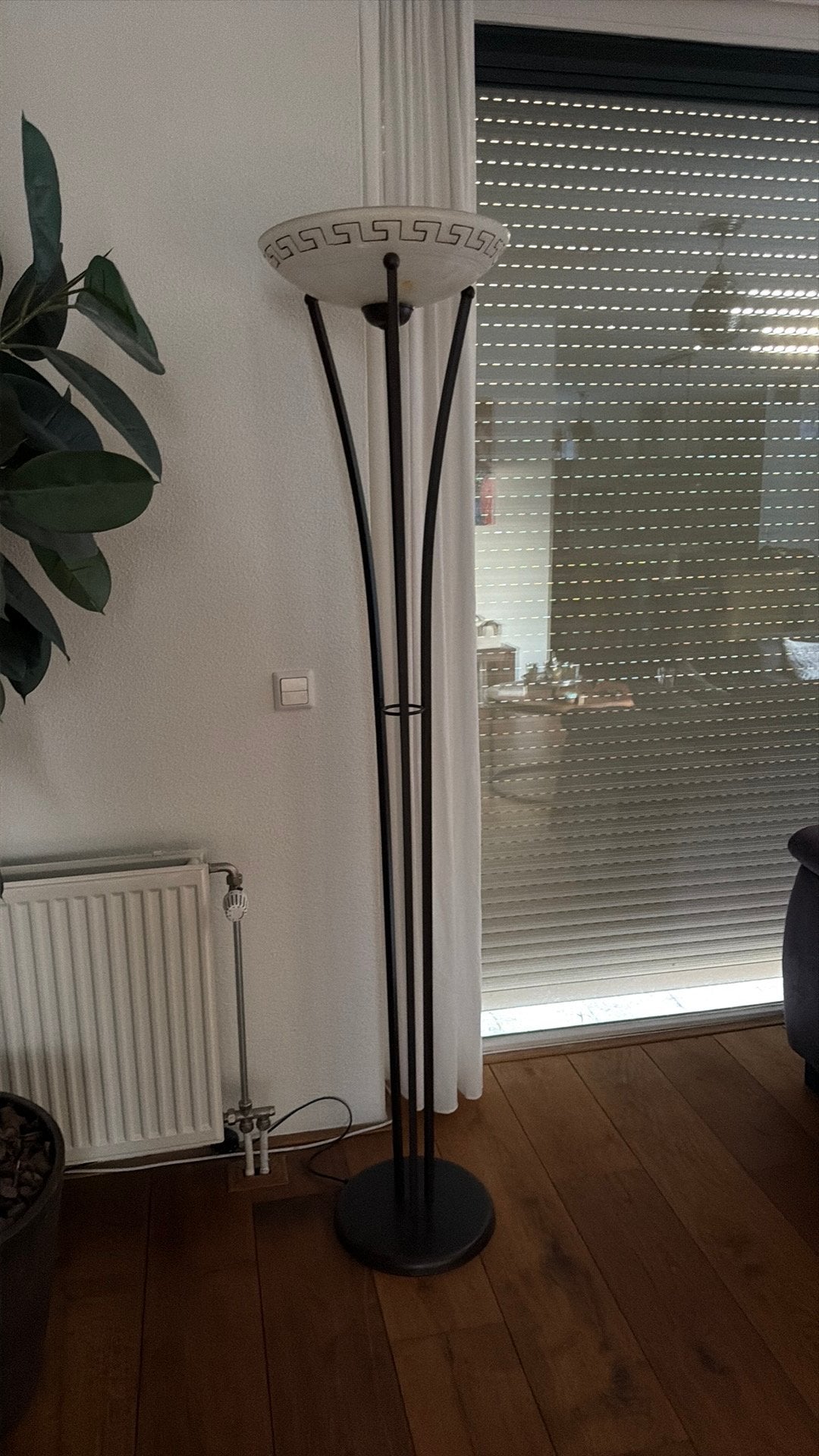 Vintage vloerlamp marmermotief glas, Ophalen, Vintage woonkamer, E27 (groot), Zo goed als nieuw