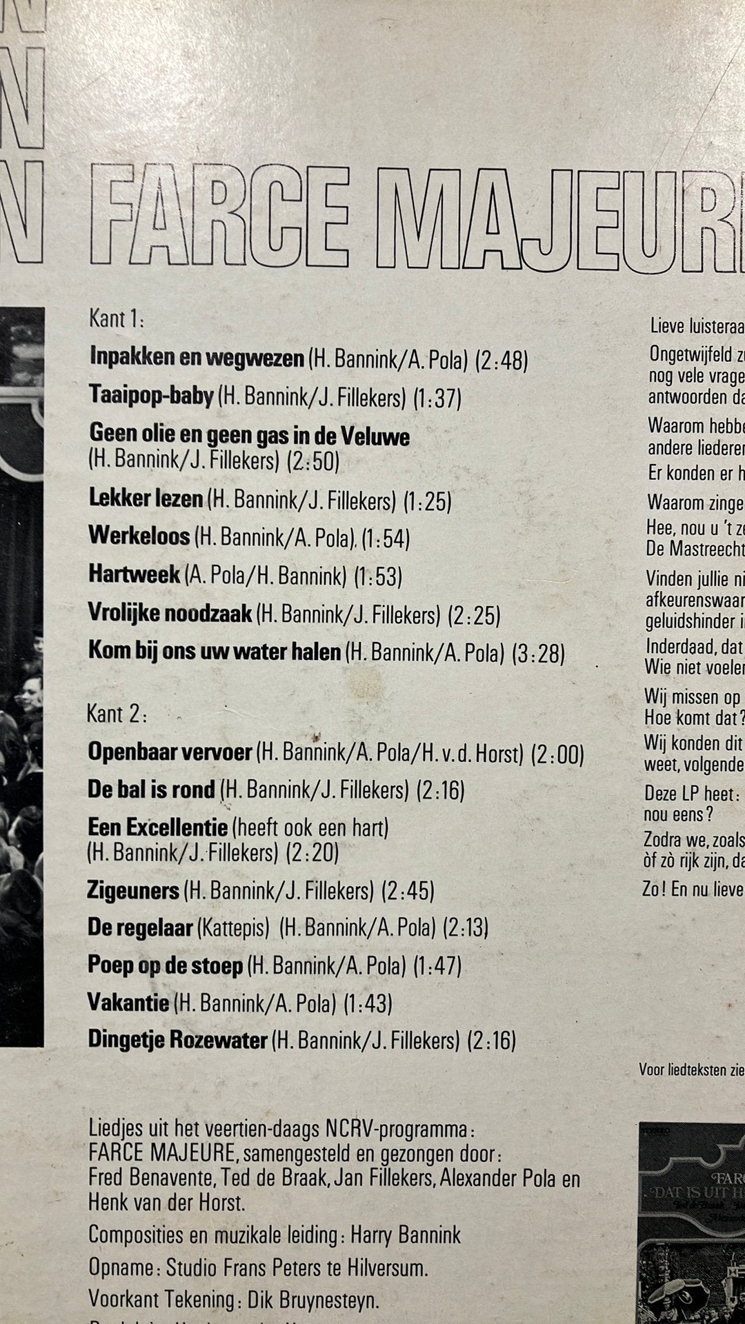 Farce Majeure. — Inpakken en Wegwezen, Gebruikt, Ophalen of Verzenden, 1970 - 1979, Levenslied of Smartlap