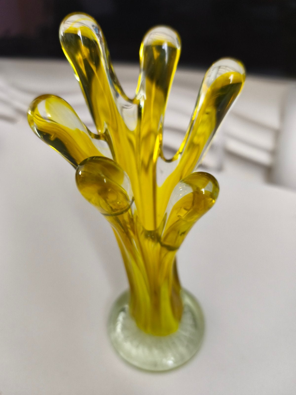 Vintage Murano stijl glazen vingervaas/splash vaas, Huis en Inrichting, Ophalen of Verzenden