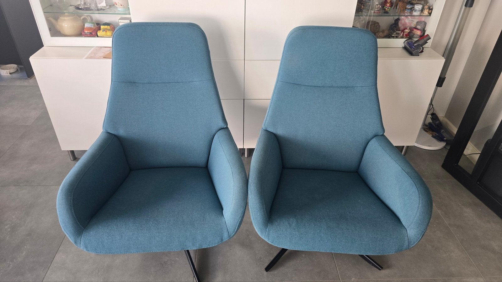 Montel fauteuils Petrol blauw - Set van 2 incl. voetensteun, Ophalen, Twee, Blauw, Zo goed als nieuw