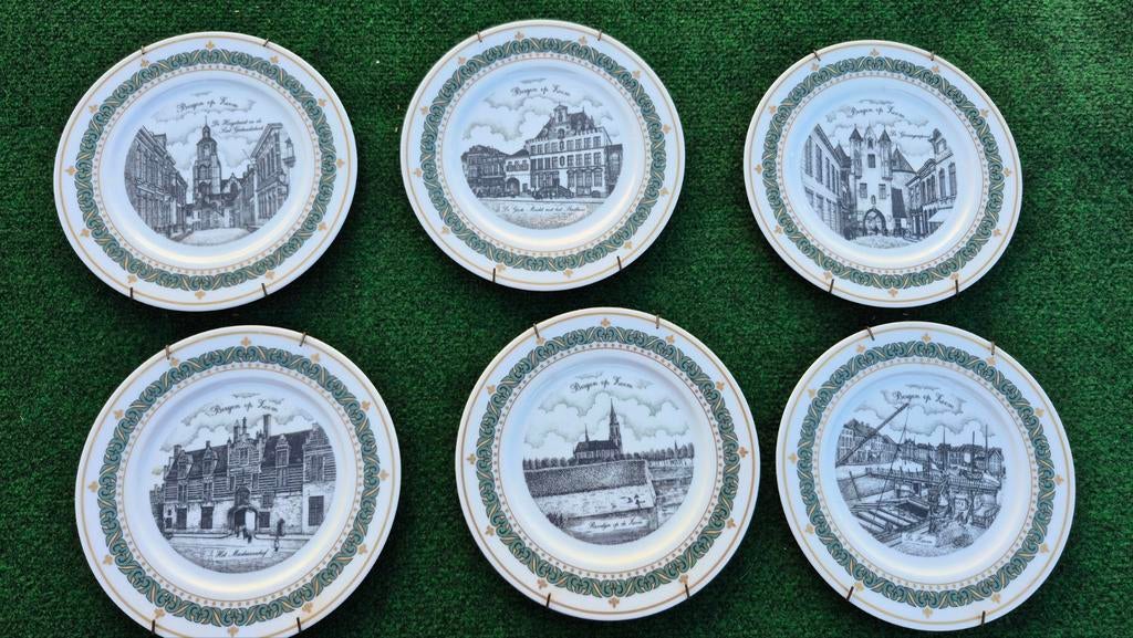 Exclusieve Decor Art Bergen op Zoom wandborden (6 stuks), Antiek en Kunst, Antiek | Wandborden en Tegels, Ophalen of Verzenden