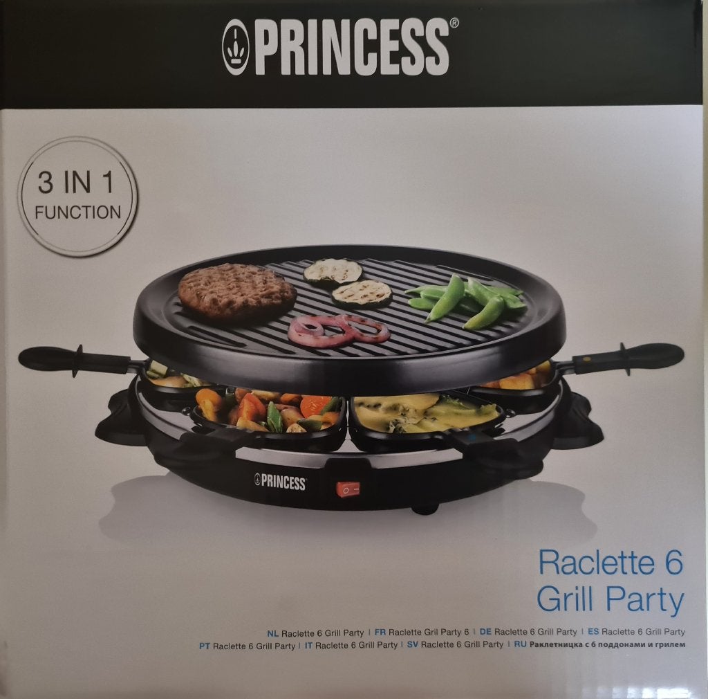 Princess Raclette 6 Grill Party 3-in-1 - Nieuw in doos, Ophalen, Nieuw, 4 t/m 7 personen