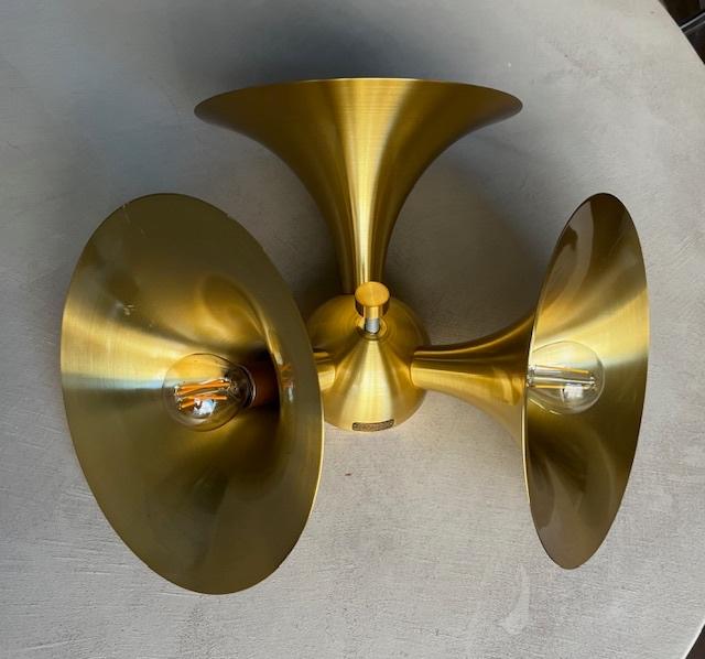 Retro Jazz wandlamp V-LAB messing, Ophalen of Verzenden, Gebruikt, Metaal, Retro