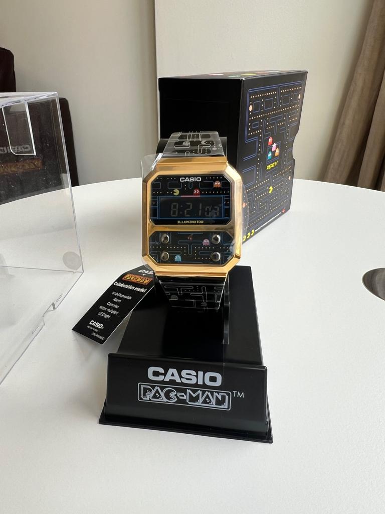 Casio Pac-Man Watch A100WEPC-1B  PacMan Collab NEW Pac Man, Staal, Polshorloge, Nieuw, Ophalen of Verzenden