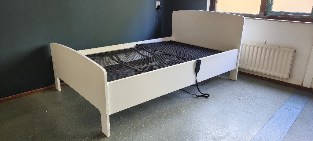 Bedframe - Elektrisch verstelbaar, Ophalen, Wit, Twijfelaar, 120 cm