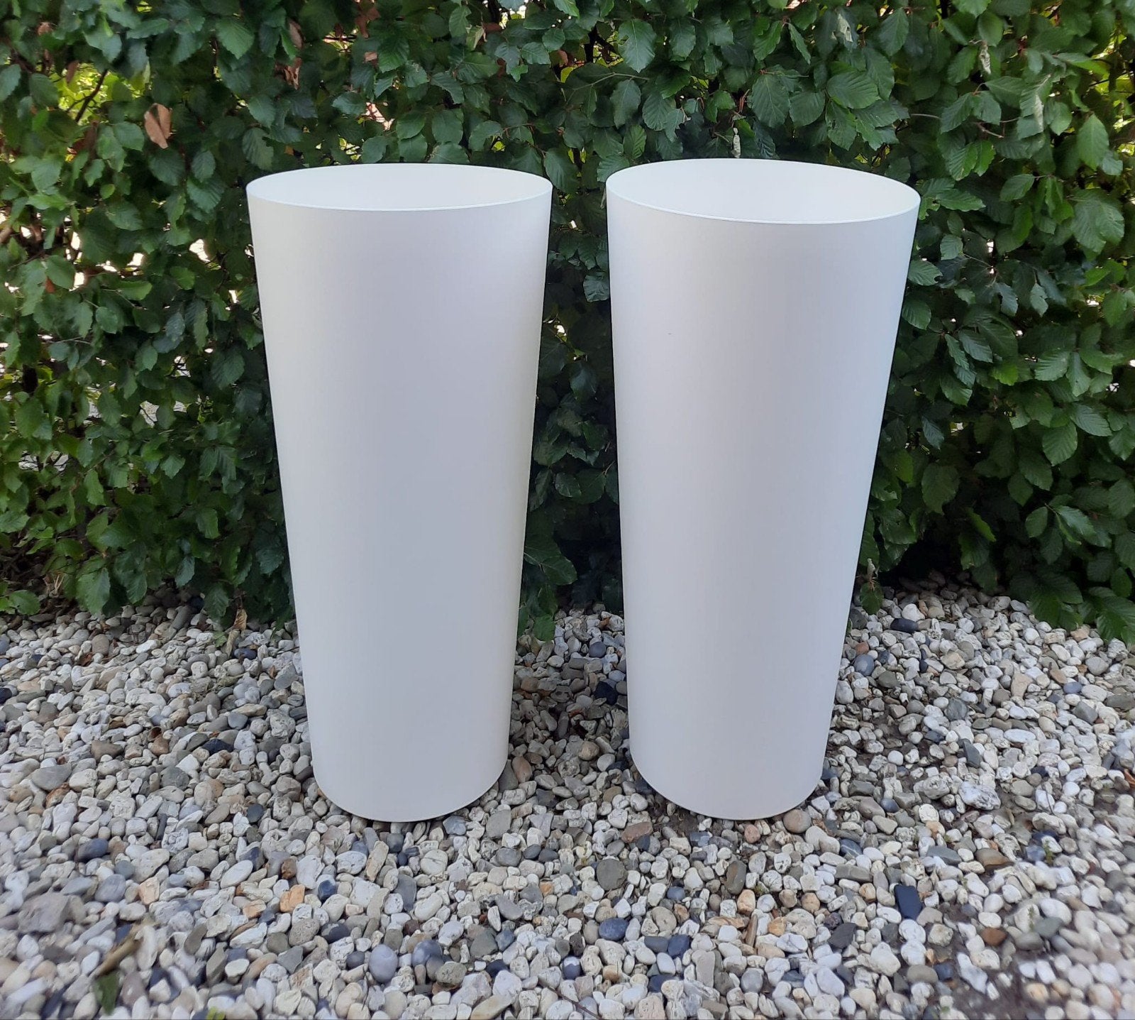 Hoge witte kunststof bloempotten 80 x 37 cm, Kunststof, Gebruikt, 40 cm of meer, Rond