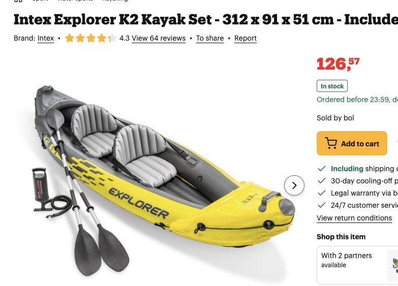 Intex inflatable kayak, Ophalen, Gebruikt, SUP-accessoire