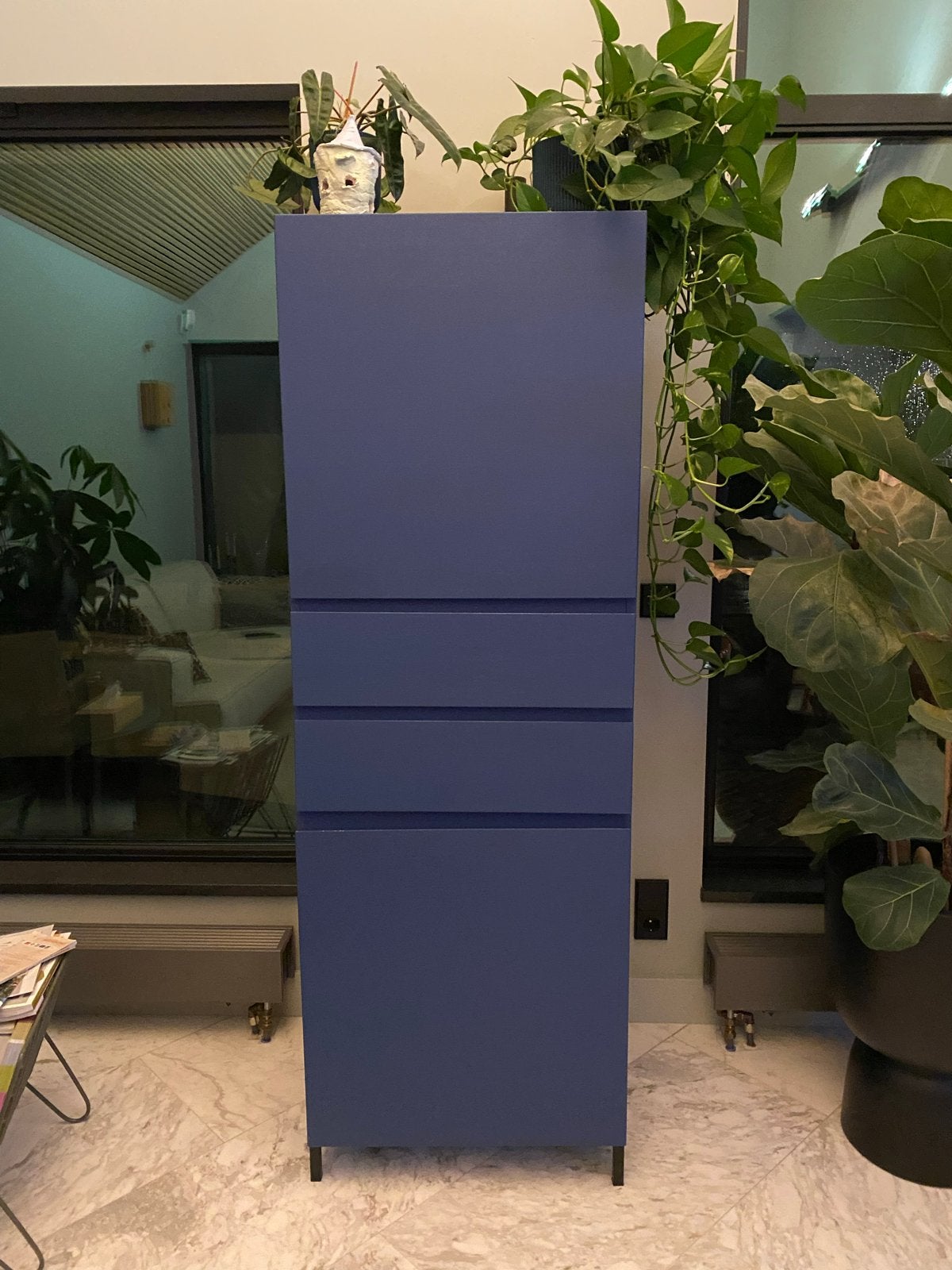 Elegante Eikenhouten Kast - Blauw (175cm hoog), Ophalen, Gebruikt