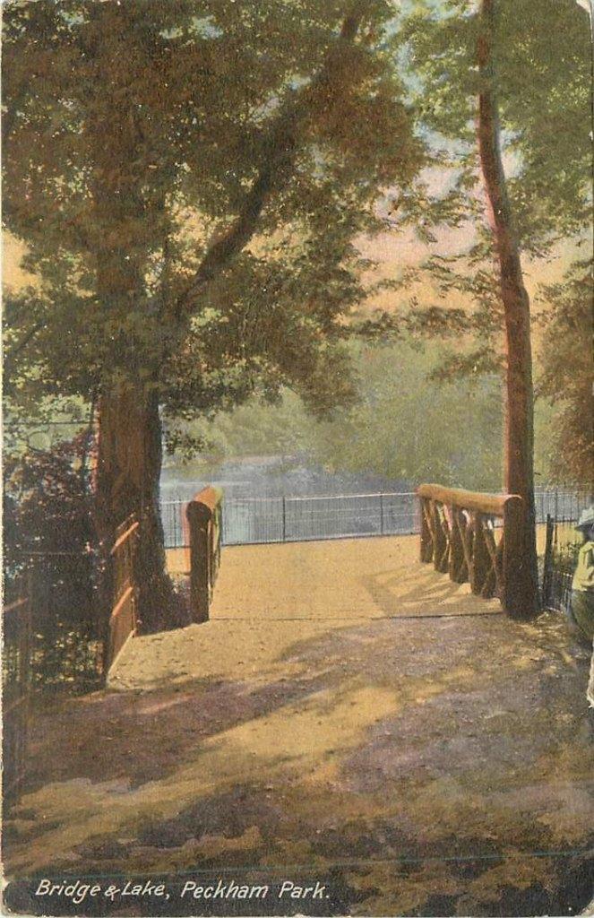 381-376-009 Peckham Park Bridge and Lake, Verzenden, Voor 1920, Engeland