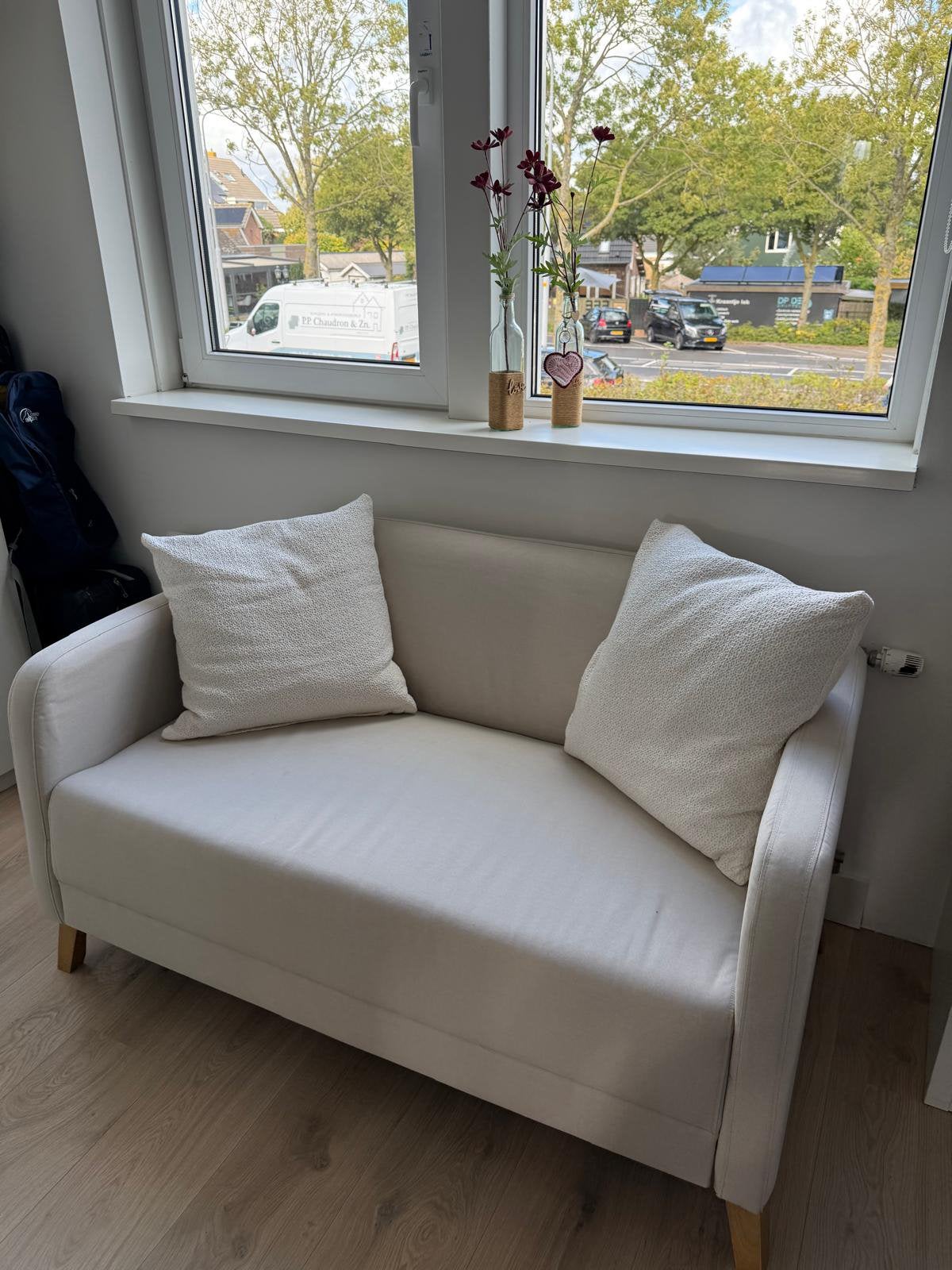 IKEA LINANÄS 2-zitsbank beige – nette staat, Ophalen, Zo goed als nieuw, 75 tot 100 cm, Tweepersoons