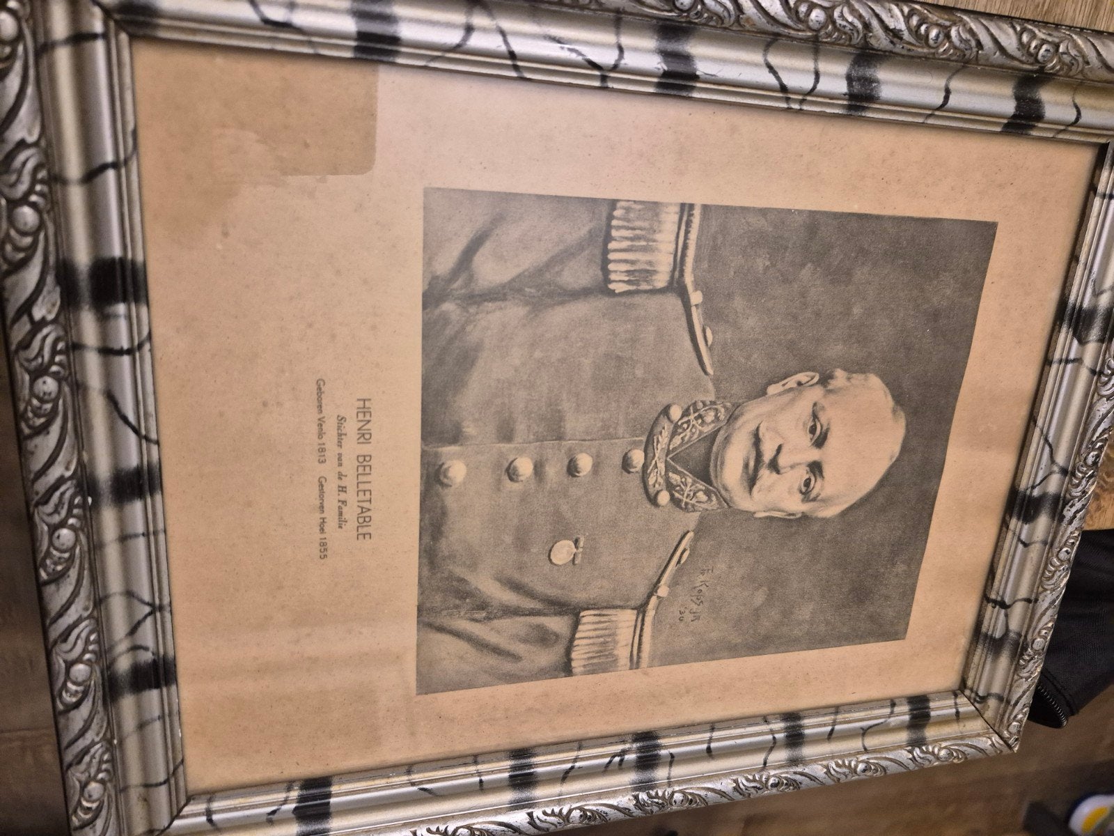 Portret van Henri Belletable, Stichter van de H. Familie, Antiek en Kunst, Ophalen of Verzenden, Print, Prent, Gesigneerd