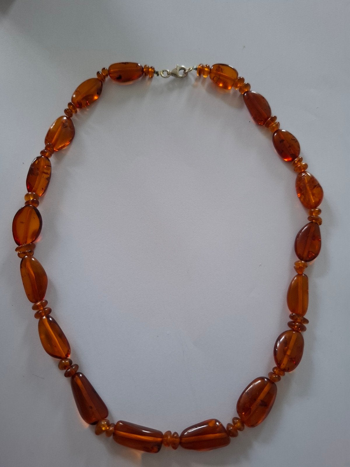 amber barnsteen ketting 46cm lang zilver slot, Ophalen of Verzenden, Zilver, Met edelsteen