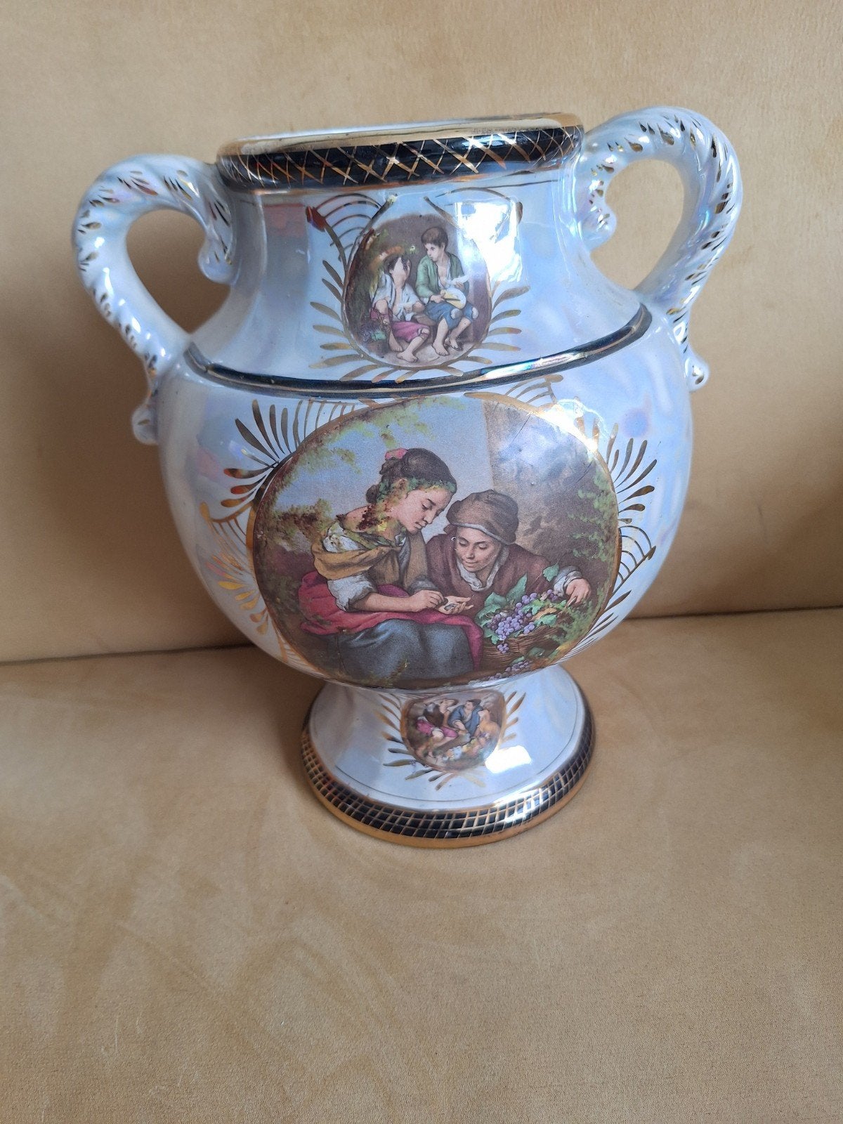 Antieke H. Bequet Quaregnon Vaas met Handvatten, Antiek en Kunst, Ophalen