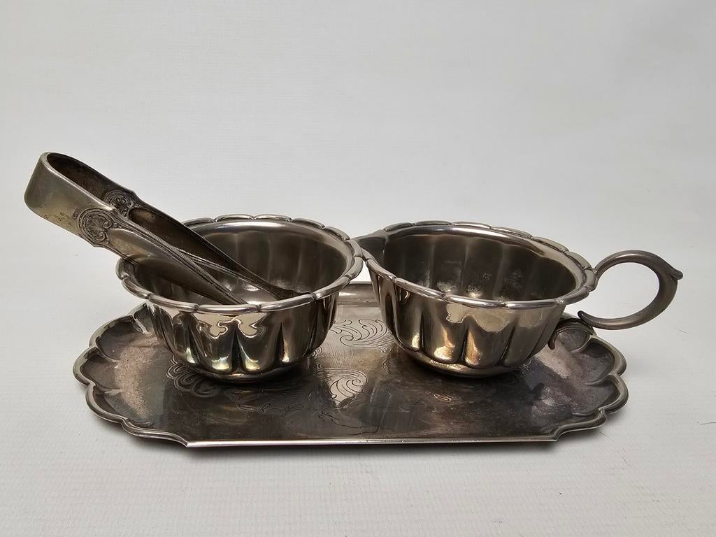 # Antieke verzilverde set roomstel, Antiek en Kunst, Antiek | Servies los, Ophalen of Verzenden