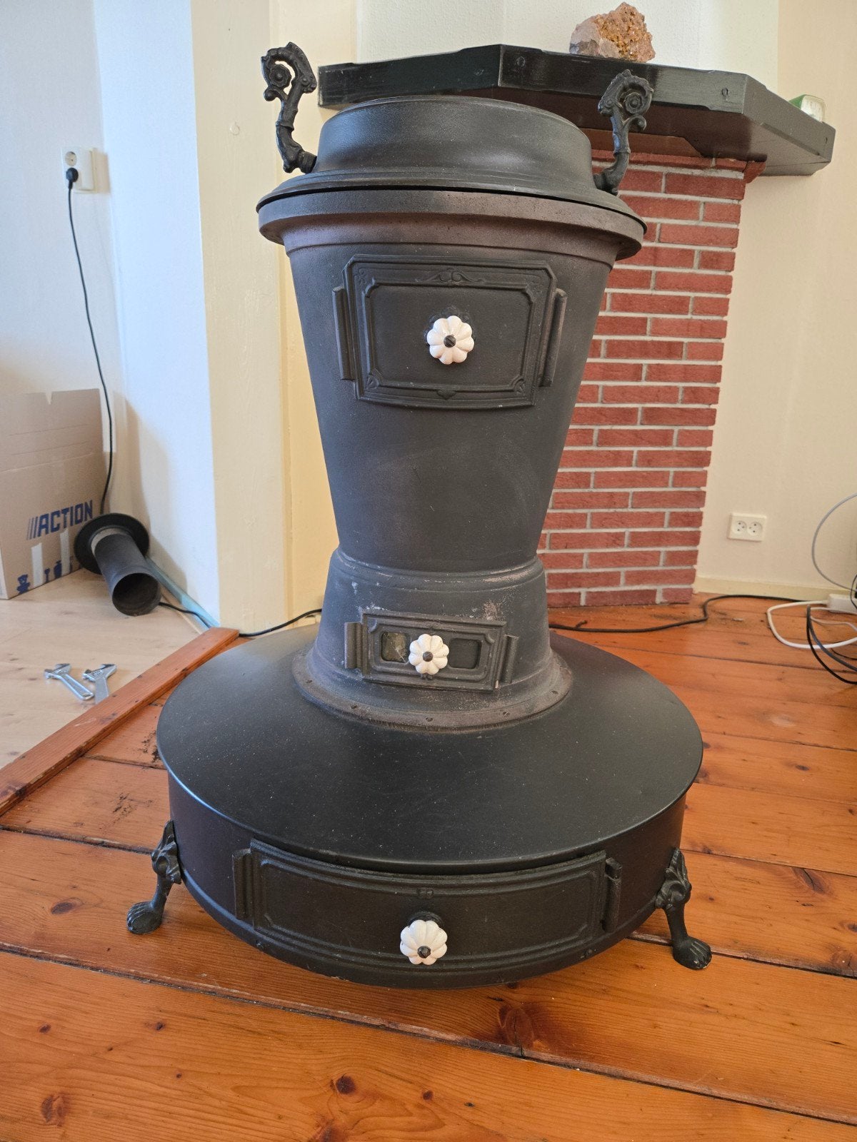 Antieke gietijzeren gaskachel - Vrijstaand, gebruikt, Huis en Inrichting, Kachels, Ophalen, Gebruikt, Gas, Vrijstaand