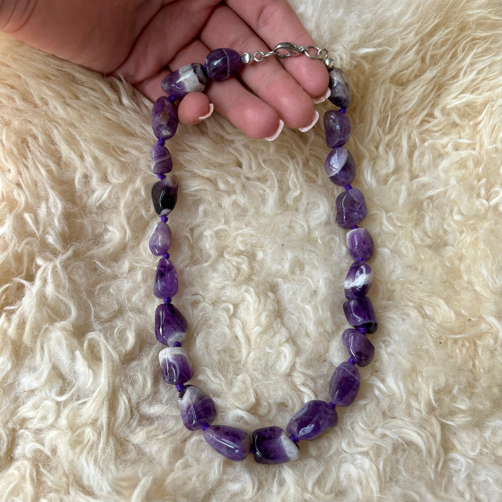 Ketting van Amethist, Sieraden, Tassen en Uiterlijk, Kettingen, Verzenden, Paars, Zo goed als nieuw, Steen of Mineraal