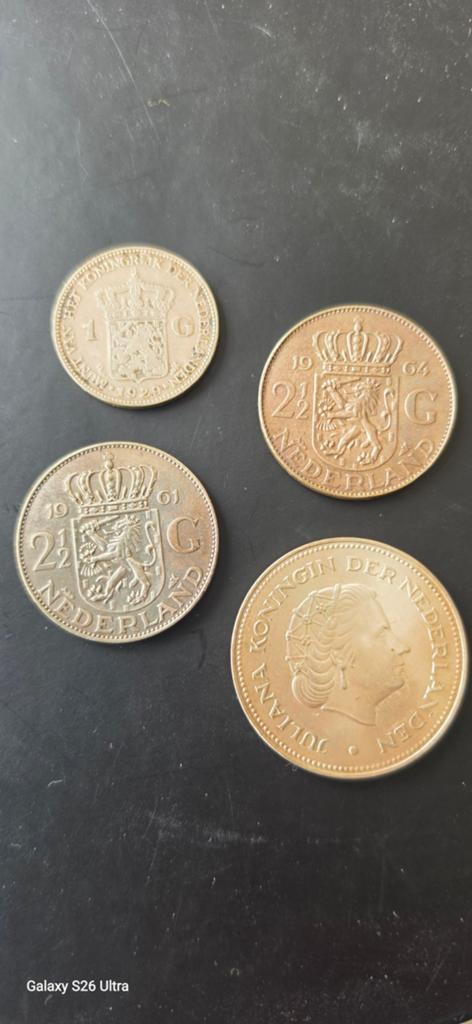 Nederlandse Gulden Munten - Juliana & Wilhelmina, Setje, Zilver, Ophalen of Verzenden, Koningin Wilhelmina