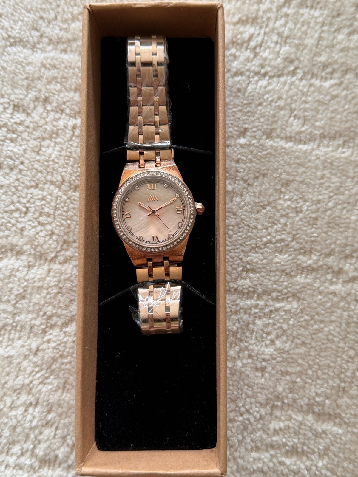 Ava Stockholm SE A 002 Dameshorloge met Strass, Staal, Polshorloge, Nieuw, Met strass