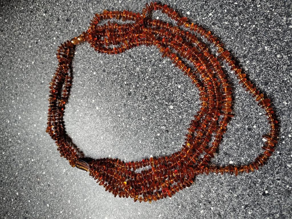 Echte Amber Barnsteen Ketting 650 Kraaltjes, Ophalen, Bruin, Zo goed als nieuw, Steen of Mineraal