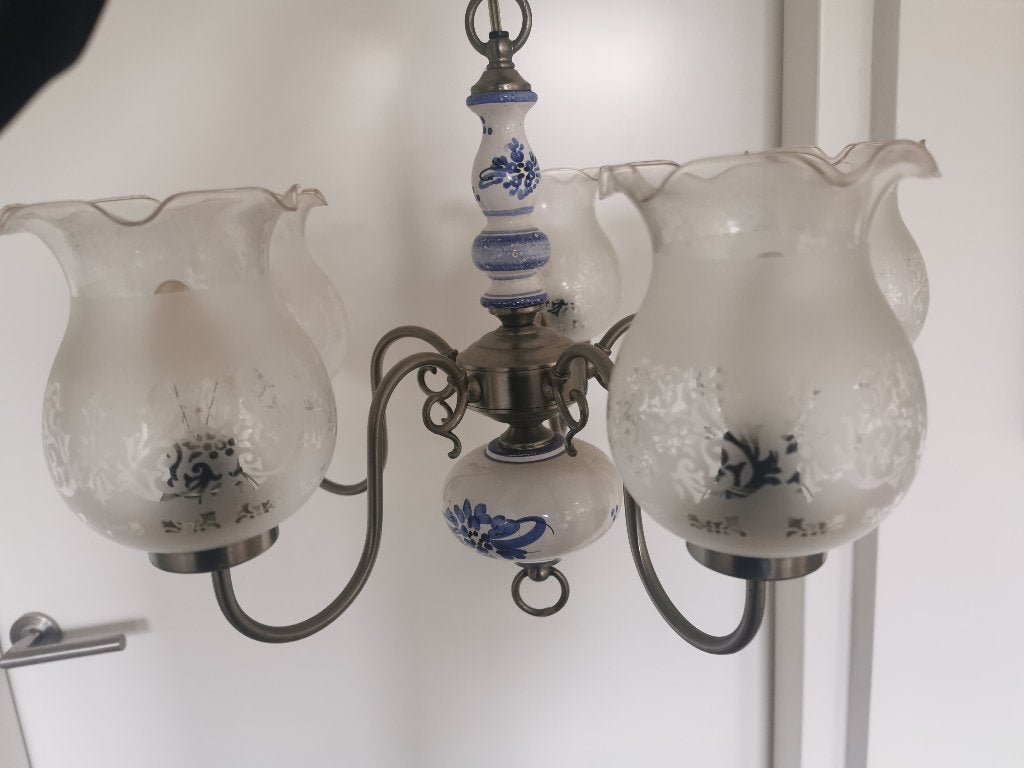kroonluchter, hanglamp, delfts blauw, Ophalen, Gebruikt