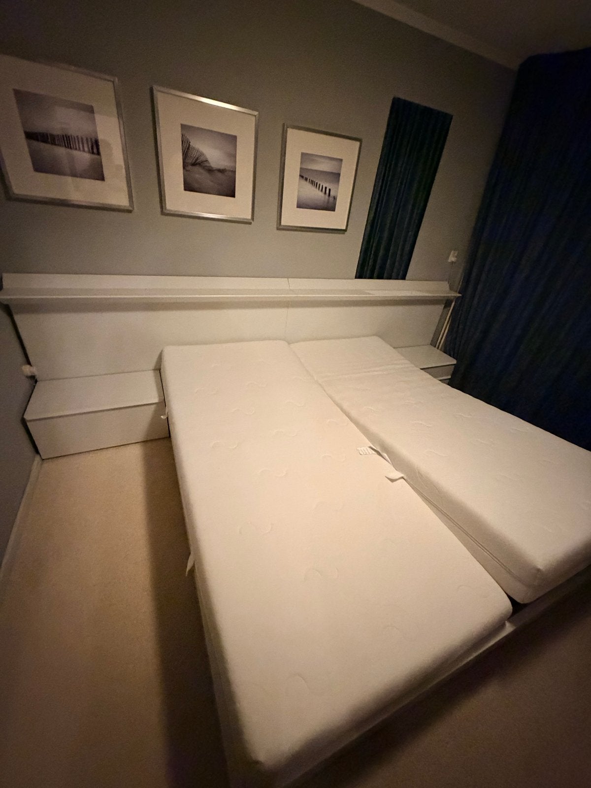 Auping bed met hoofdbord en nachtkastjes, Ophalen, Wit, Tweepersoons, 180 cm