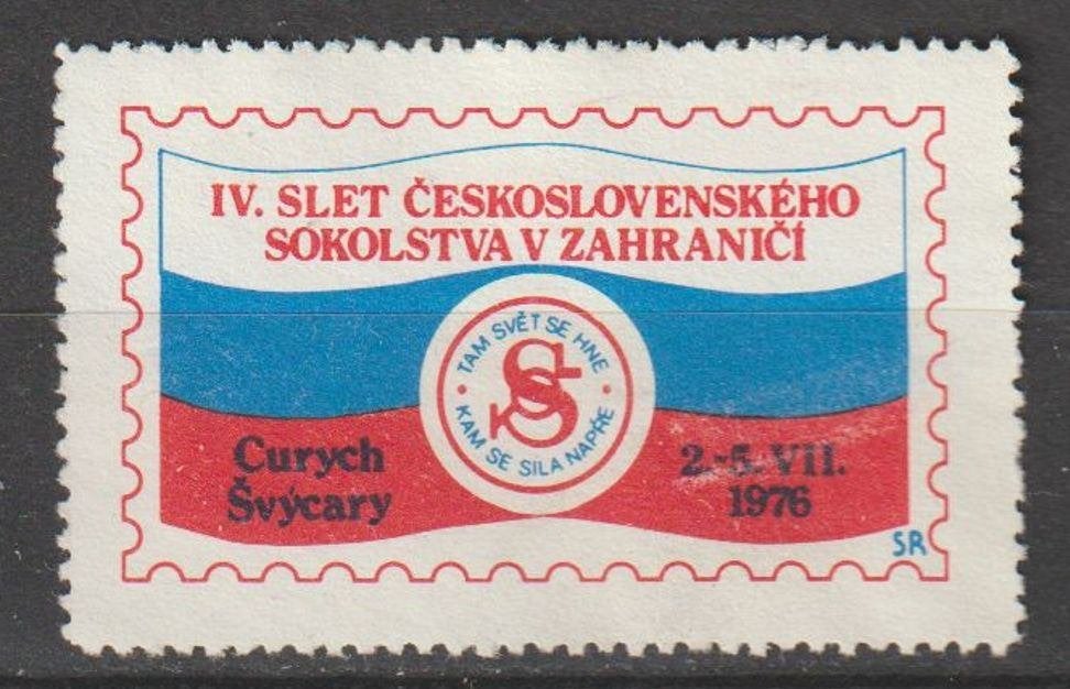 Tsjechoslowakije sluitzegel Sokol beweging in buitenland, Ophalen of Verzenden, Overige landen, Postfris