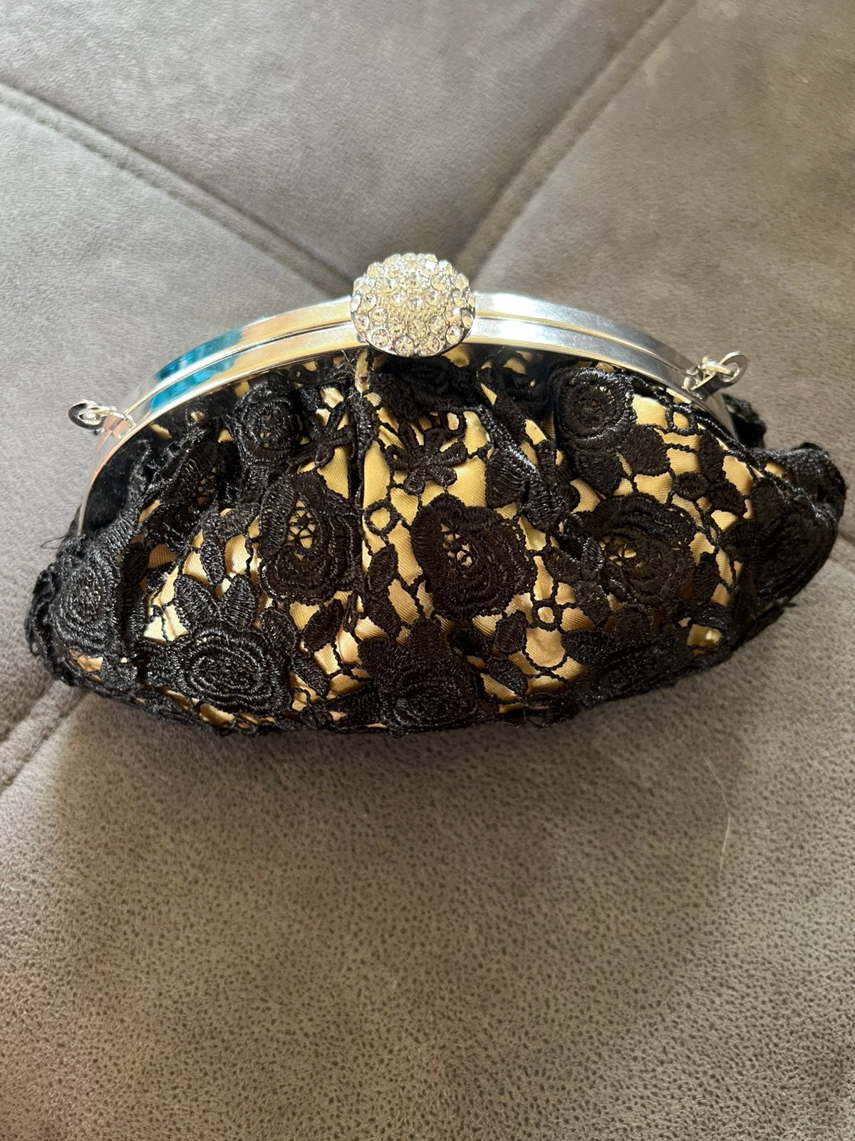 Clutch dames tasje kant zwart, 10 cm of meer, Overige materialen, Verzenden, Zo goed als nieuw