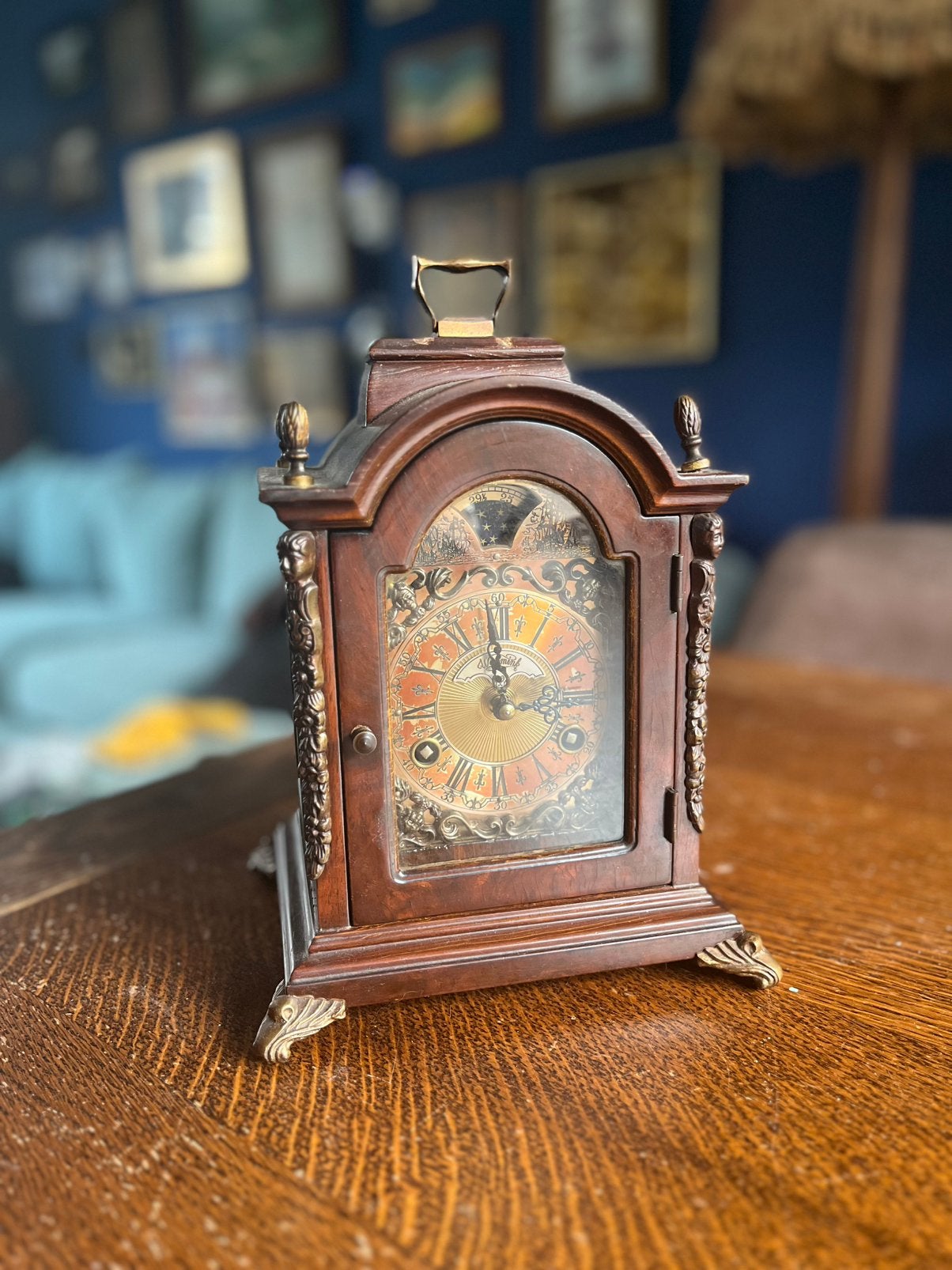 Prachtige vintage Warmink / WUBA tafelklok met maanfase, Ophalen of Verzenden