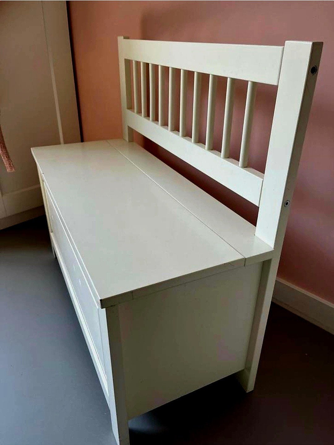 Witte speelgoedkist / bankje voor kinderkamer, Kinderen en Baby's, Kinderkamer | Overige Meubels, Ophalen