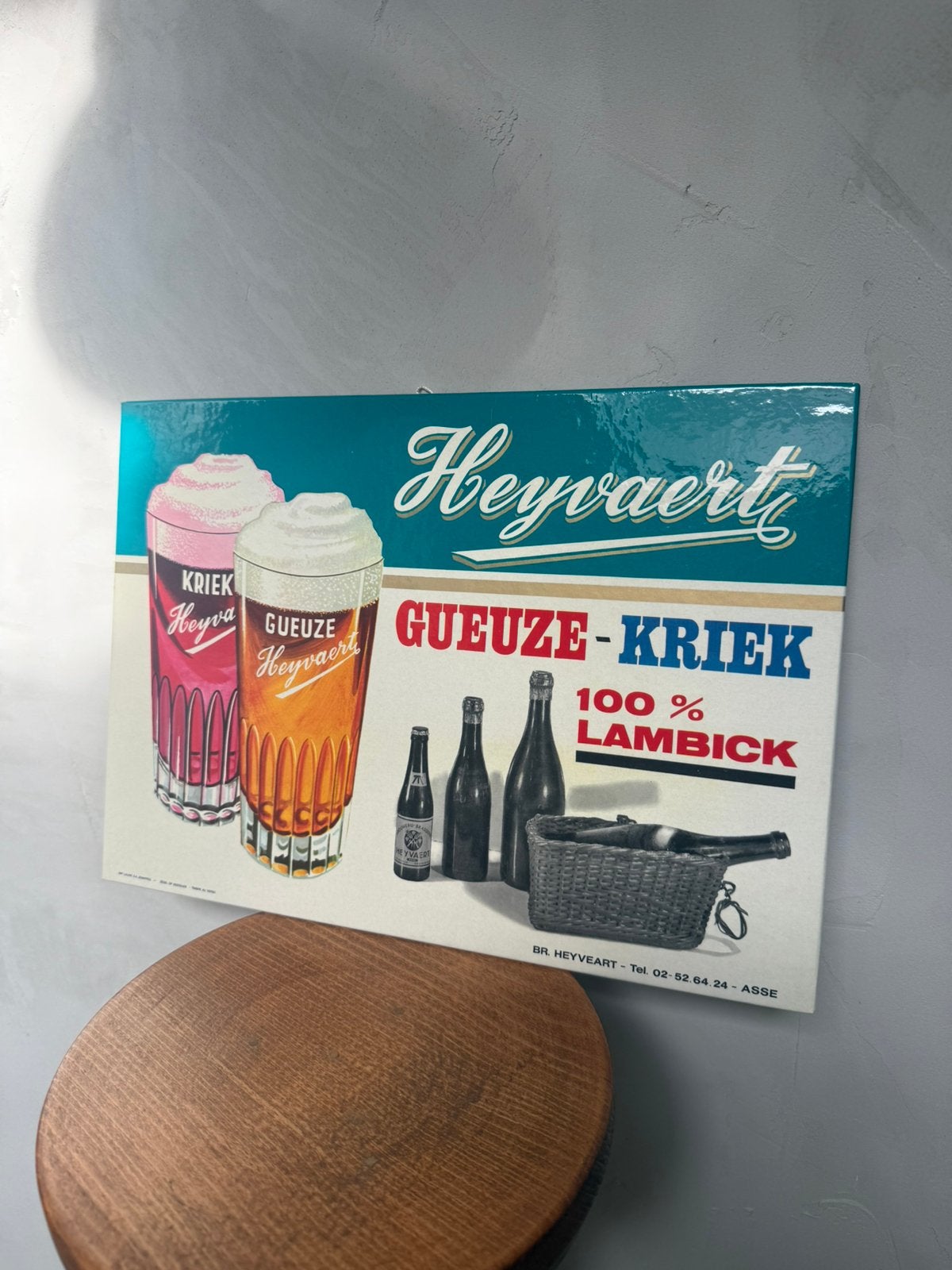 Vintage kartonnen reclamebord van Heyvaert uit Asse, Verzamelen, Ophalen of Verzenden, Zo goed als nieuw
