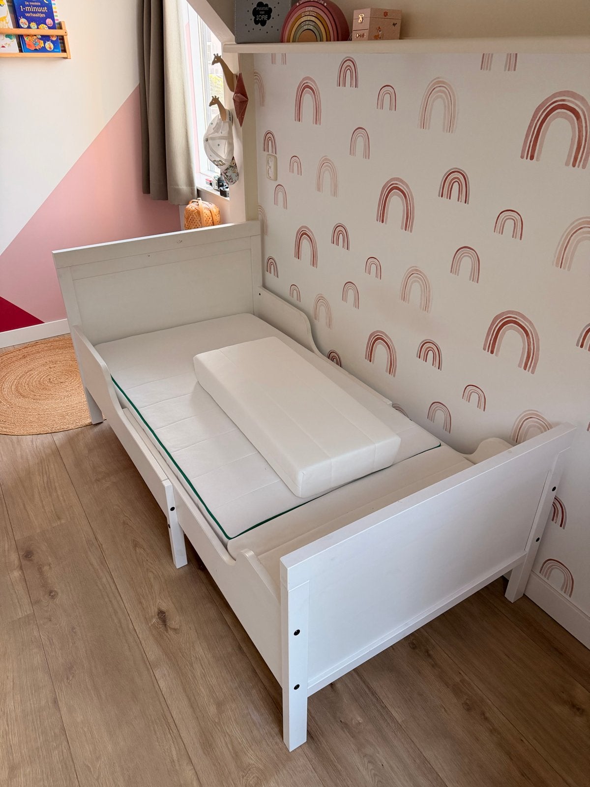 IKEA SMÅSTAD uitschuifbaar kinderbed met matras, Ophalen, Verstelbaar, Eenpersoons, Wit