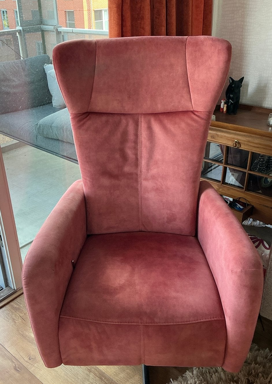 Prominent Relaxfauteuil - Roze/Rood  velvet, Huis en Inrichting, Stoelen, Ophalen, Overige kleuren, Zo goed als nieuw, Eén