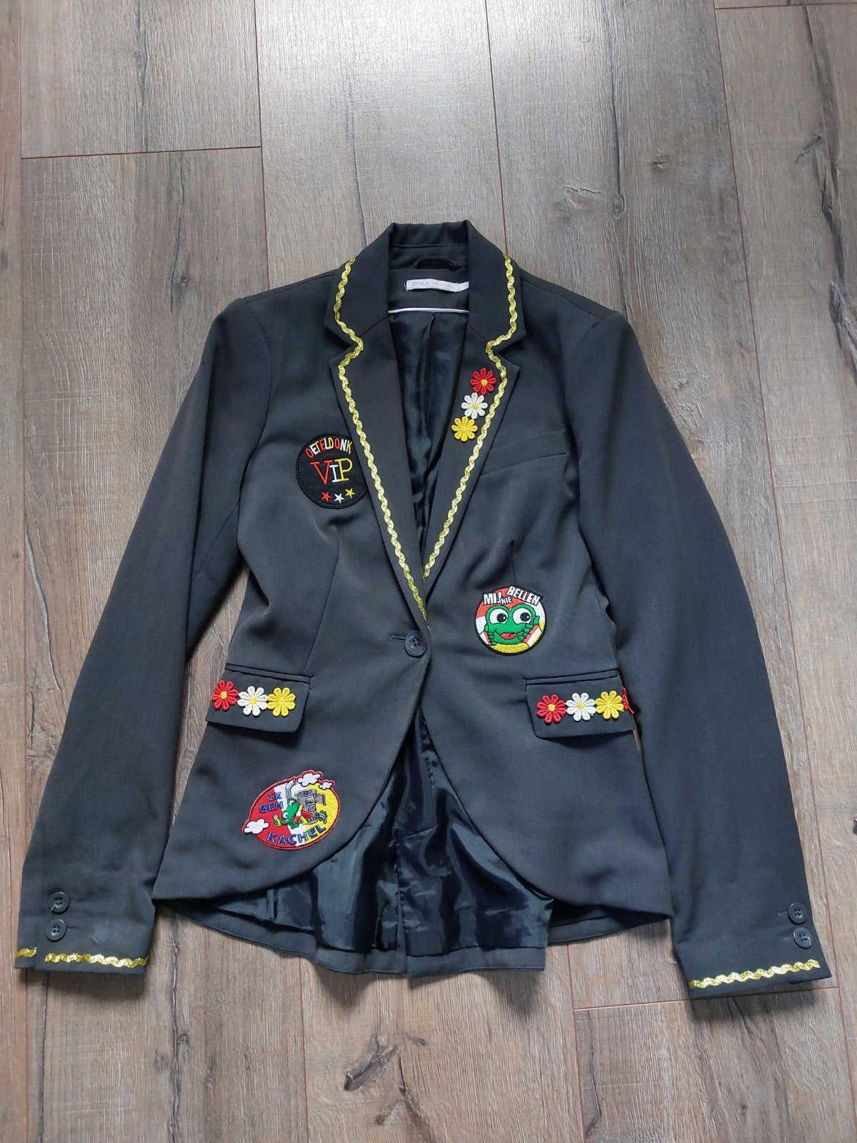 Oeteldonk jasje grijs maat XS-S ❤️🤍💛, Ophalen of Verzenden, Zo goed als nieuw, Maat 34 (XS) of kleiner, Carnaval