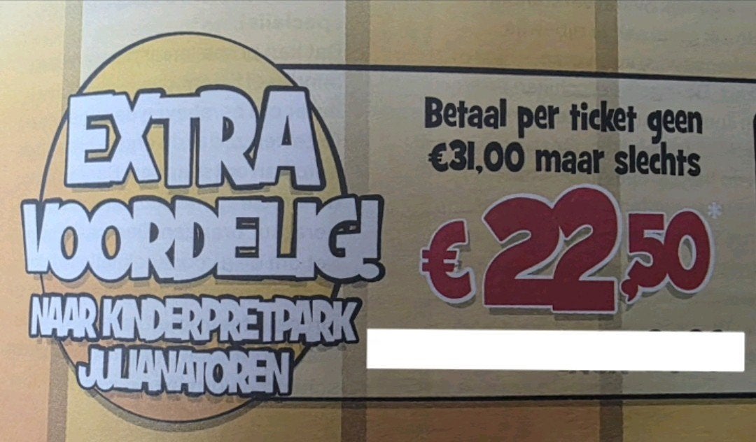 Kinderpretpark Julianatoren kortingscode, Drie personen of meer, Kortingskaart