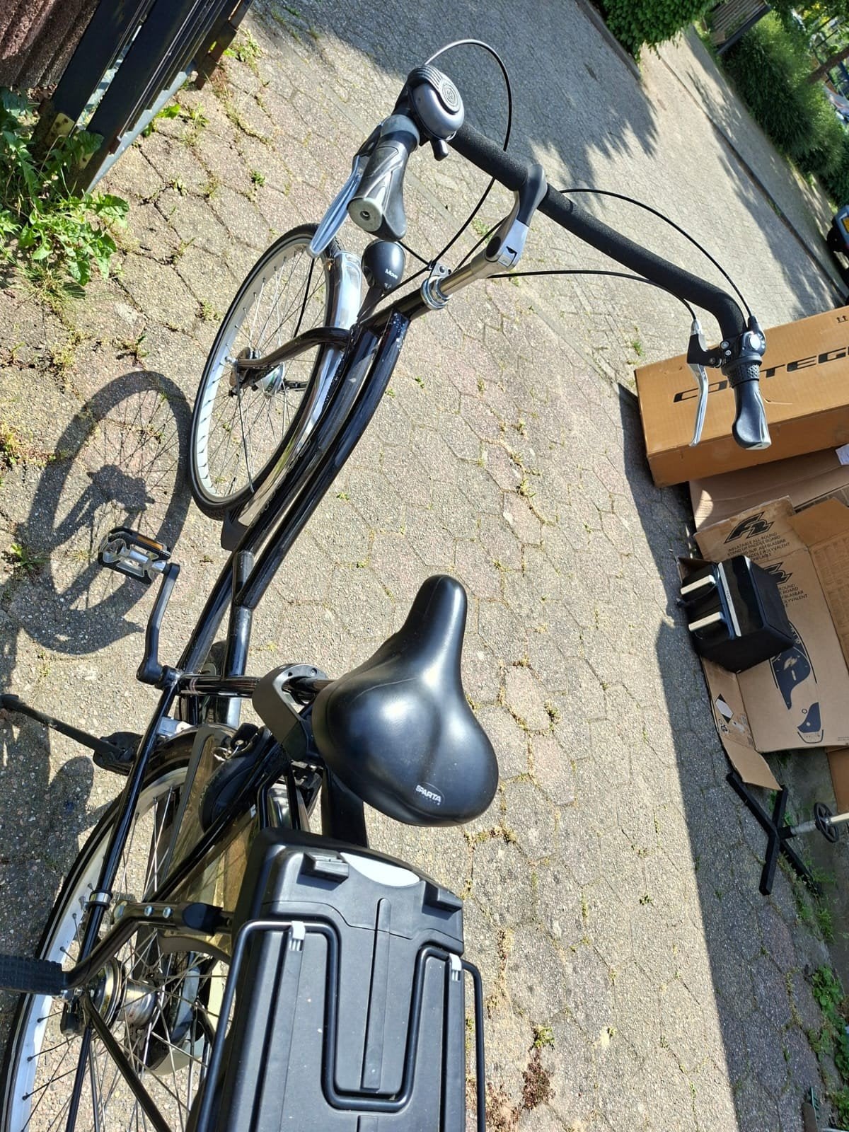 Sparta damesfiets met lage instap en bagagedrager, Terugtraprem, Sparta, Versnellingen, Ophalen of Verzenden