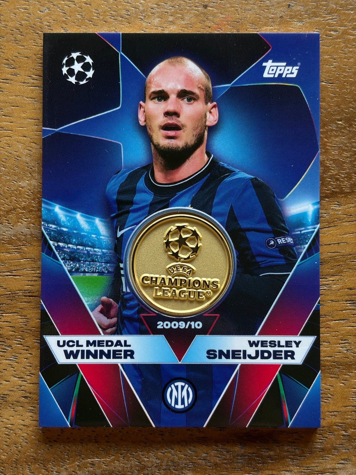 Wesley Sneijder UCL Medal Winner Topps Match Attax Kaart, Ophalen of Verzenden, Zo goed als nieuw, Buitenlandse clubs, Spelerskaart