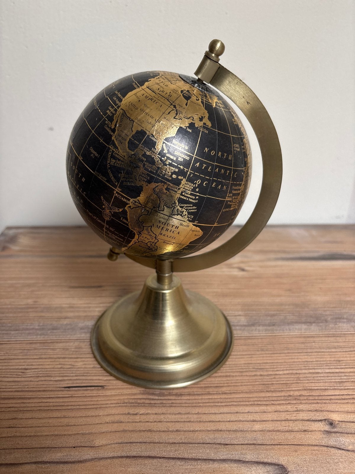 Wereldbol Zwart Goud - Decoratieve Globe, Draaibaar, Ophalen of Verzenden, Zo goed als nieuw, Metaal